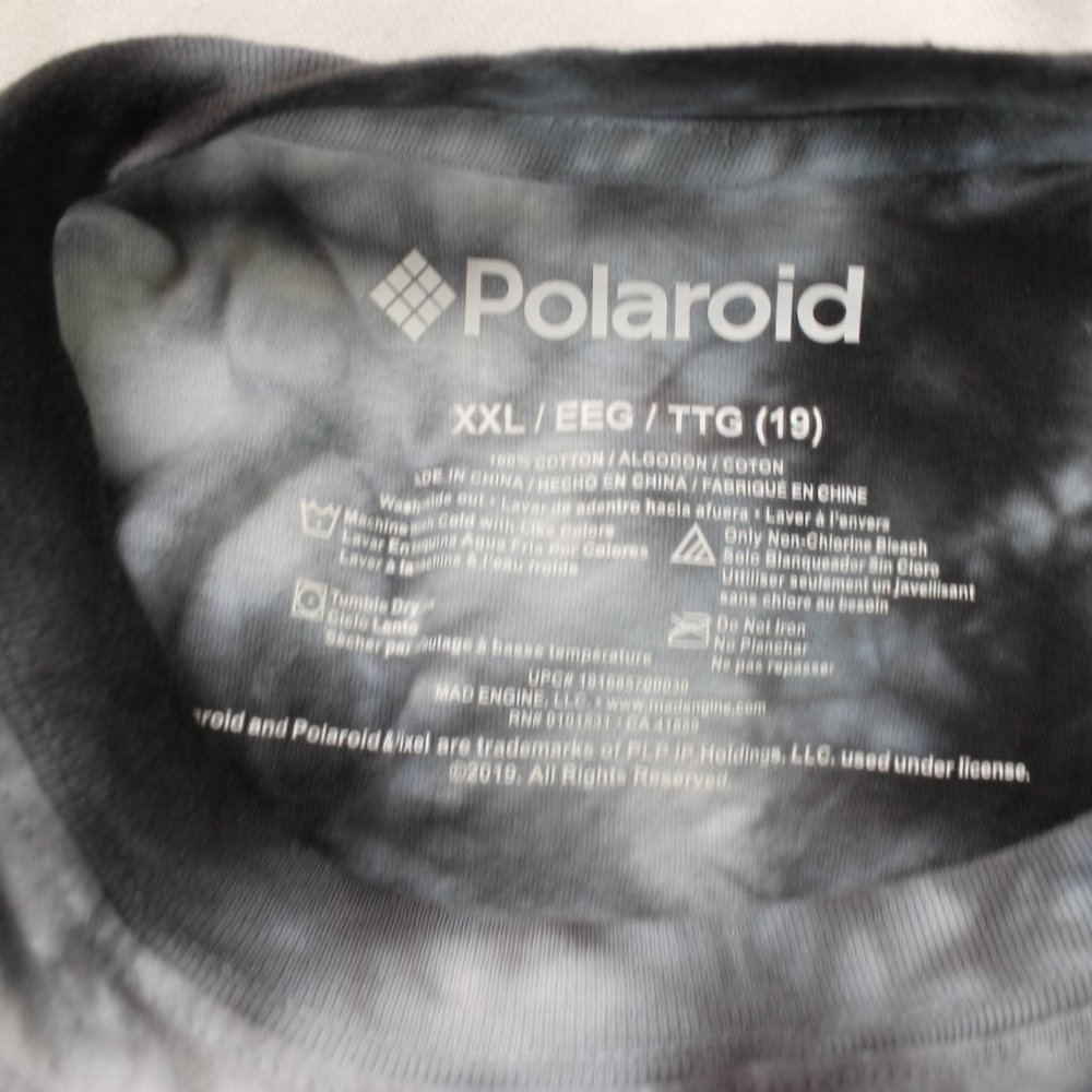 POLAROID T-Shirt Woman Size XXL Black Tie Dye Cropped Long Sleeve Rainbow Logo - Picture 11 of 11